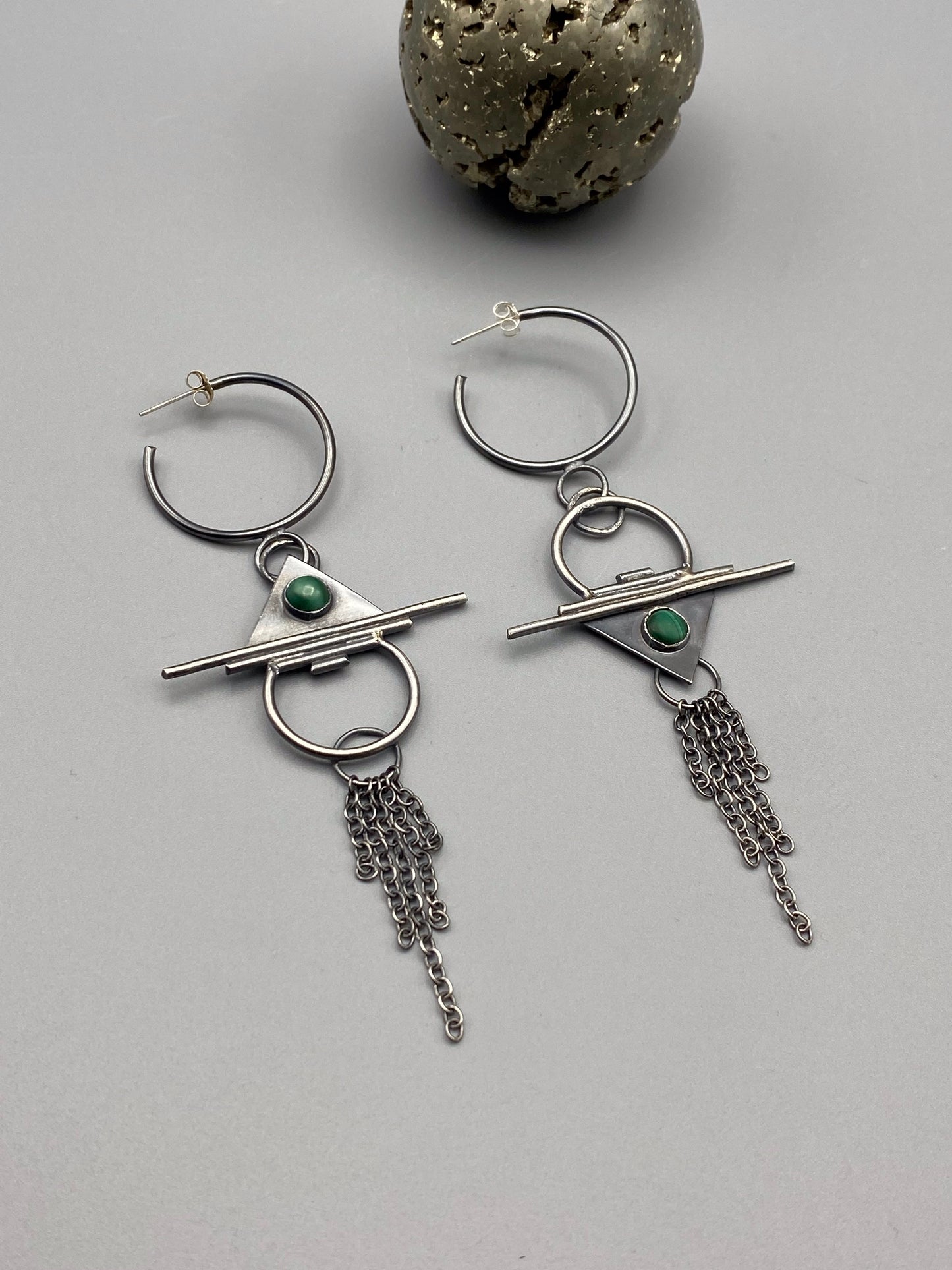 malachite mirrored pyramid hoops