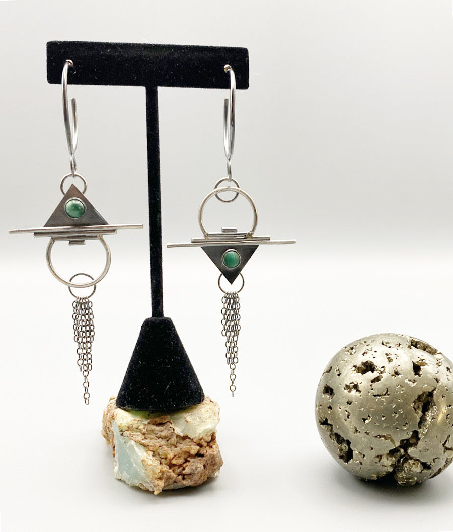 malachite mirrored pyramid hoops
